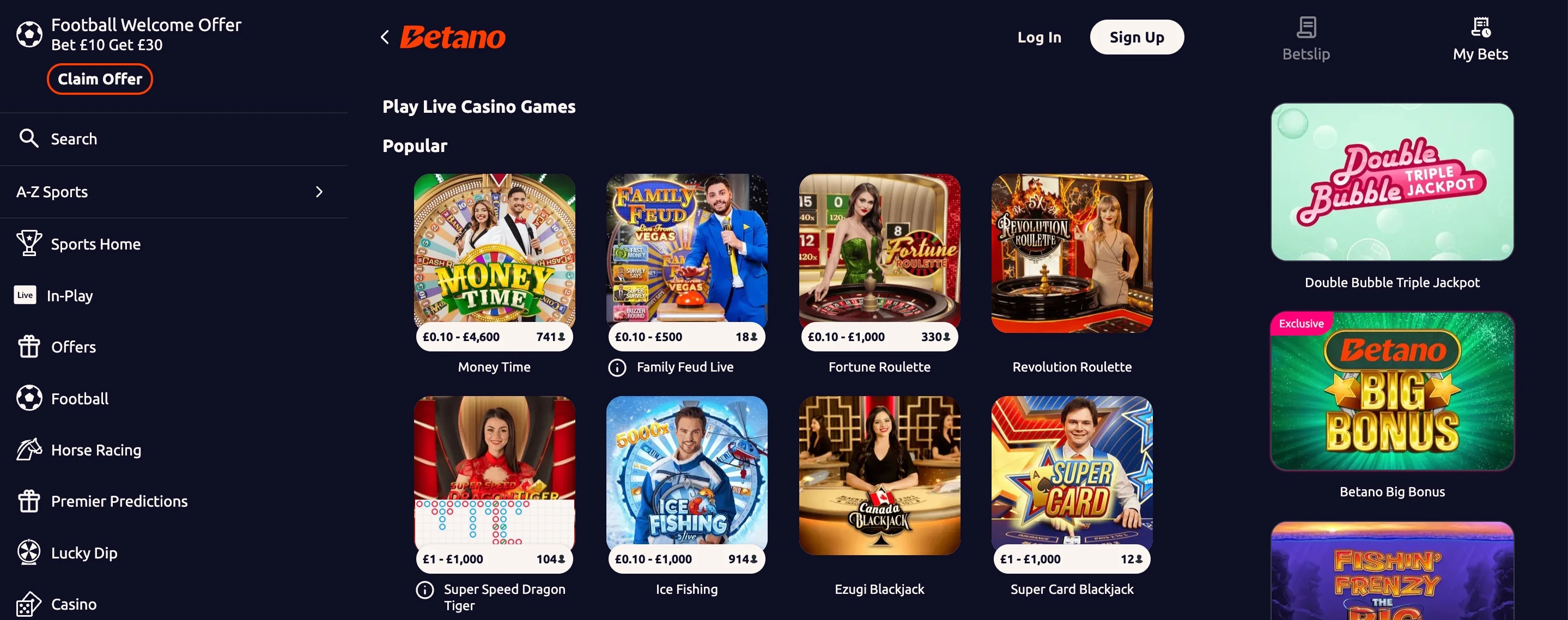 betano live casino