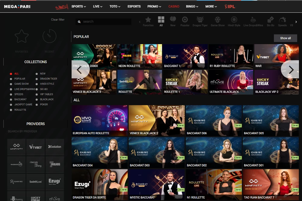 megapari live casino